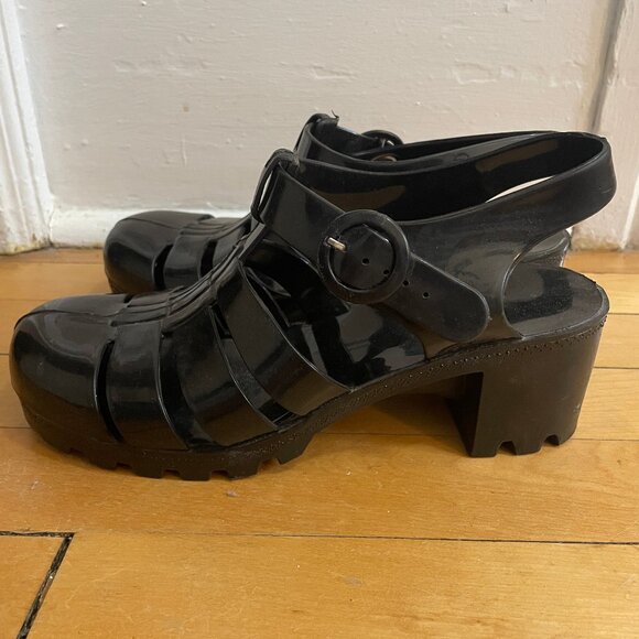 US-Made Black Jelly Sandals - Picture 3 of 7